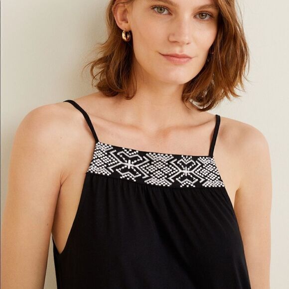 Mango embroidered black panel dress NWT - Picture 5 of 10
